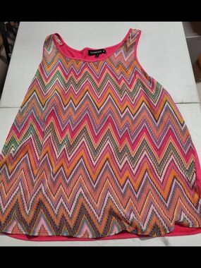 Chances R Chevron Tank Top in Pink Multi